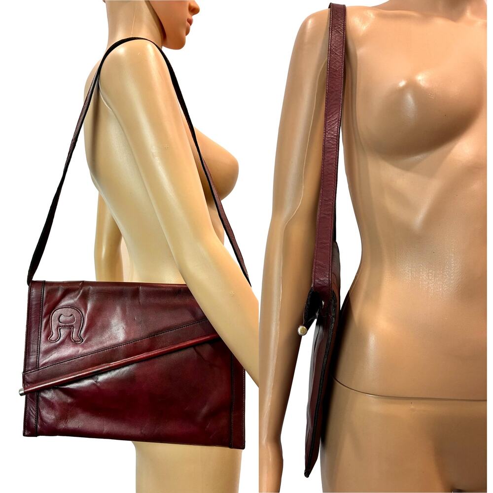 Vintage Etienne Aigner Cordovan Leather Envelope Clutch Shoulder Bag Handmade - Picture 9 of 14
